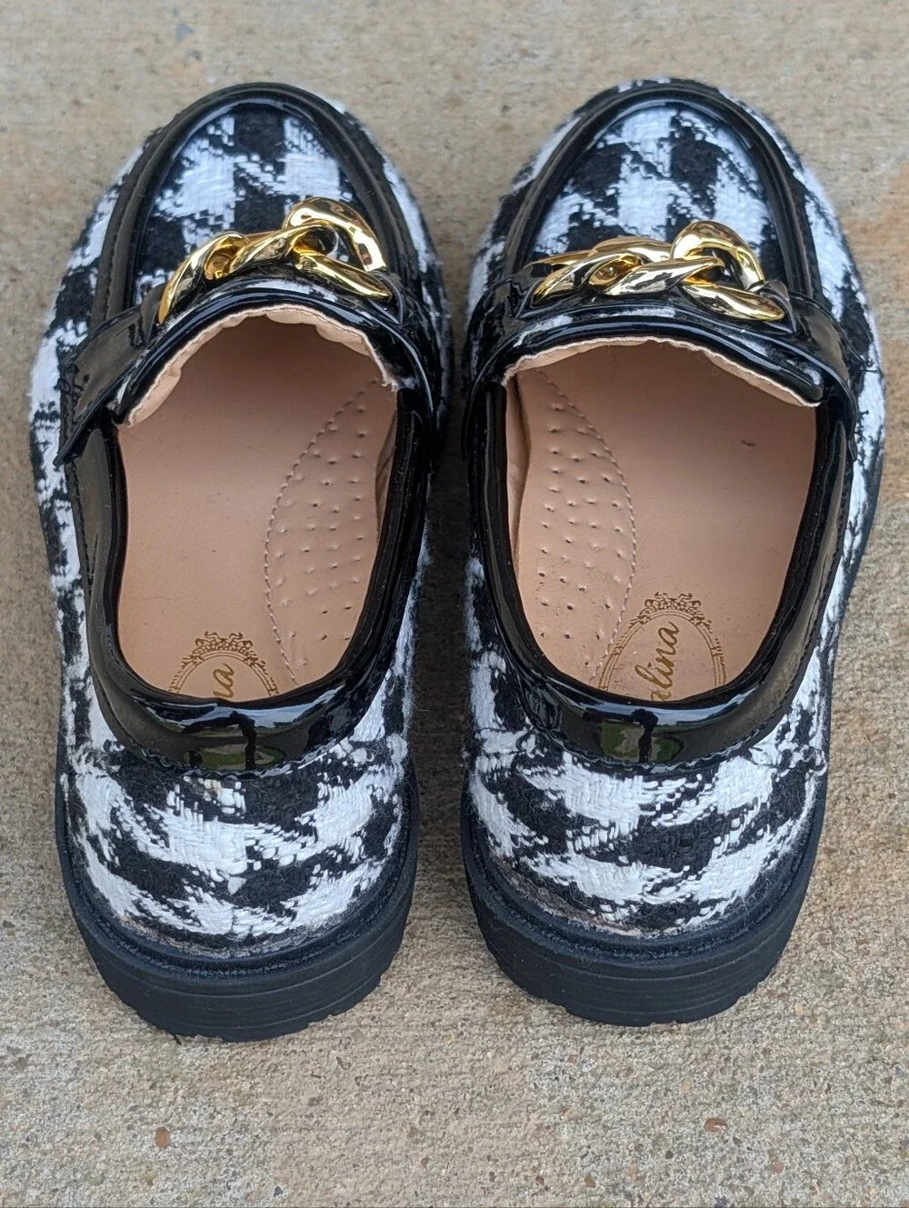 Atalina Houndstooth Loafers Child Size 9W